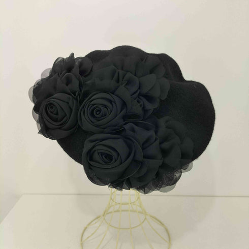 CHAPEAU CLAUDETTE 英国 フラワーモチーフ装飾 ハンドメイド ベレー帽 レディース