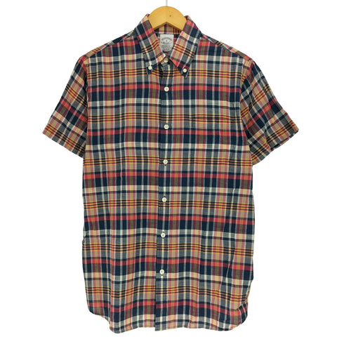ブルックスブラザーズ BROOKS BROTHERS REGENT FIT コットン チェック ボタンダウン 半袖シャツ メンズ import:M