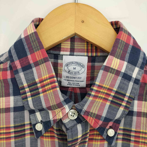 ブルックスブラザーズ BROOKS BROTHERS REGENT FIT コットン チェック ボタンダウン 半袖シャツ メンズ import:M
