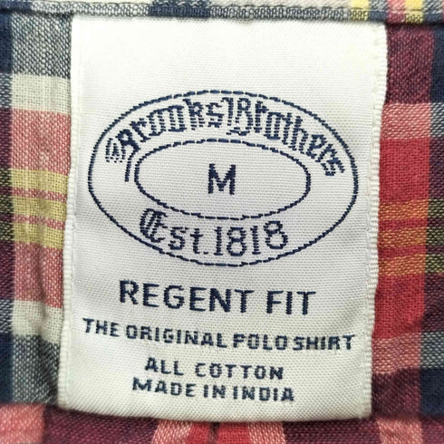 ブルックスブラザーズ BROOKS BROTHERS REGENT FIT コットン チェック ボタンダウン 半袖シャツ メンズ import:M
