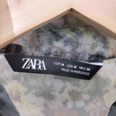 ザラ ZARA フラワープリント シアーシャツブラウス レディース import:M