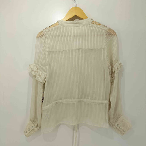ミーア MiiA レース刺繍 ストライプ シアーブラウス レディース FREE