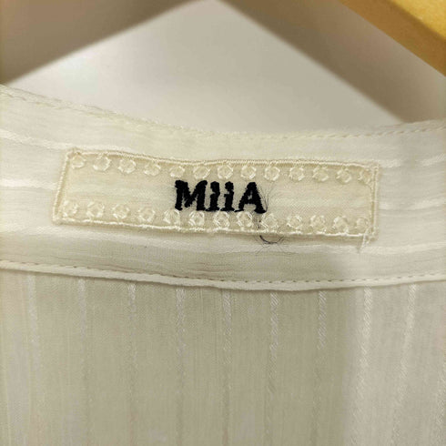 ミーア MiiA レース刺繍 ストライプ シアーブラウス レディース FREE