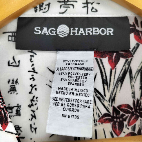 サグハーバー SAG HARBOR 漢字プリント バンドカラー L/S シャツ レディース XL