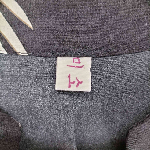 和柄 鶴 バンドカラー S/S 開襟シャツ レディース