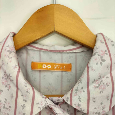 フィント fint ストライプ花柄丸衿ワンピース レディース