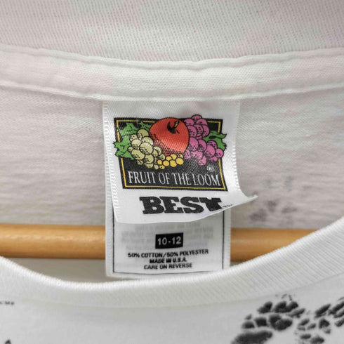 フルーツオブザルーム FRUIT OF THE LOOM 90S 動物 アニマル 足跡 オールオーバー プリント Tシャツ 袖裾 シングル レディース 10-12