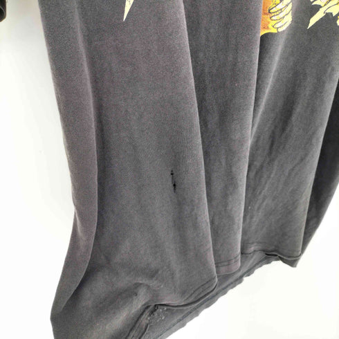 giantボディ 90s USA製 Pushead Flaming Skull Sun T-SHIRT パスヘッド フレーミング スカル サン Tシャツ メンズ import:XL