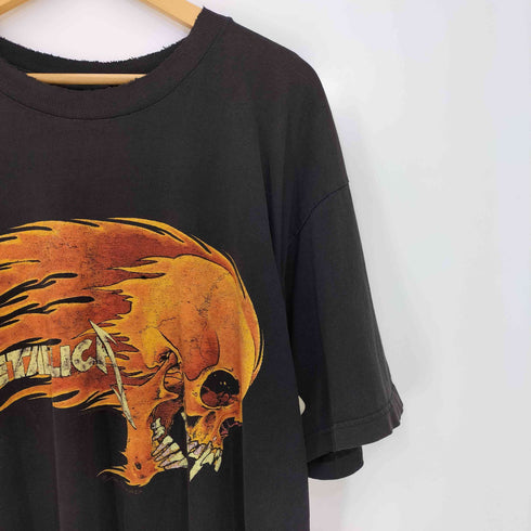 giantボディ 90s USA製 Pushead Flaming Skull Sun T-SHIRT パスヘッド フレーミング スカル サン Tシャツ メンズ import:XL