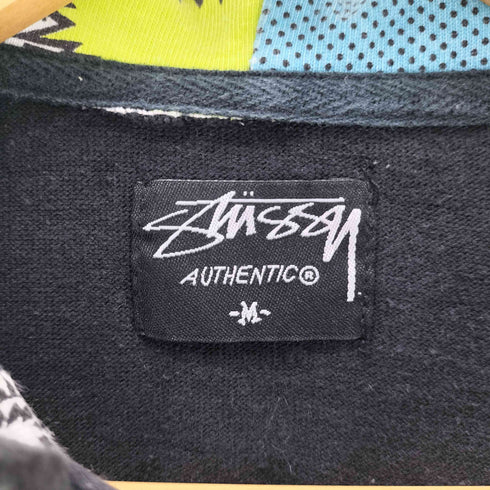 ステューシー Stussy AUTHENTIC 00S OLD 裏地 ショーンフォント 総柄 S/S 半袖 プルオーバー フーディー パーカー Y2K メンズ import:M