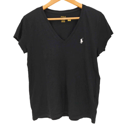 ポロラルフローレン POLO RALPH LAUREN 現行タグ ポニー刺繍 Vネック 半袖Tシャツ レディース import:M
