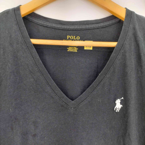 ポロラルフローレン POLO RALPH LAUREN 現行タグ ポニー刺繍 Vネック 半袖Tシャツ レディース import:M