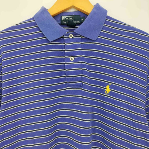 ポロバイラルフローレン Polo by RALPH LAUREN 00s 香港製 ポニー刺繍 ボーダー サイドスリット ポロシャツ メンズ import:M
