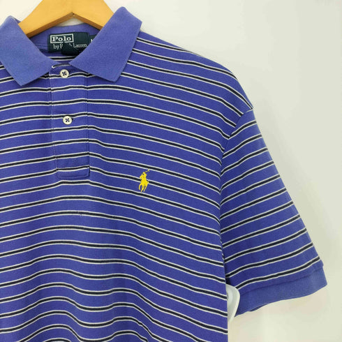 ポロバイラルフローレン Polo by RALPH LAUREN 00s 香港製 ポニー刺繍 ボーダー サイドスリット ポロシャツ メンズ import:M