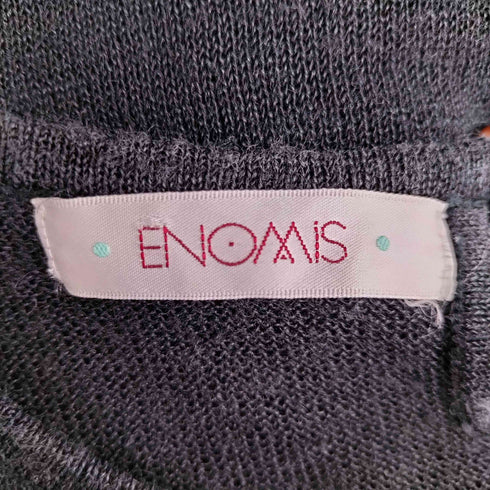 ENOMIS リネン混 花柄刺繍 S/S ニット レディース