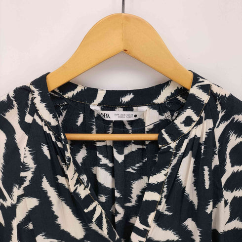 ザラ ZARA TOPSTITCHED PRINTED DRESS トップステッチ プリントワンピース レディース import:S