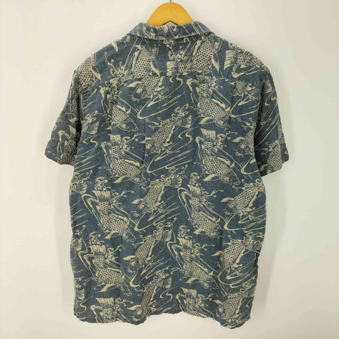ポロバイラルフローレン Polo by RALPH LAUREN 90S コットン リネン 鯉 和柄 総柄 オープンカラー 開襟 S/S シャツ メンズ import:L