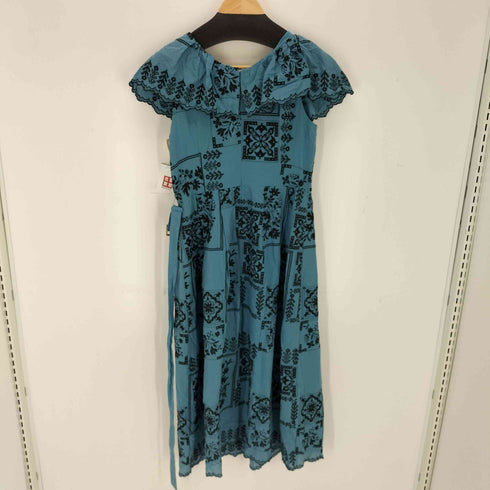 グレースコンチネンタル GRACE CONTINENTAL 総柄刺繍 フリル ノースリーブワンピース レディース 36