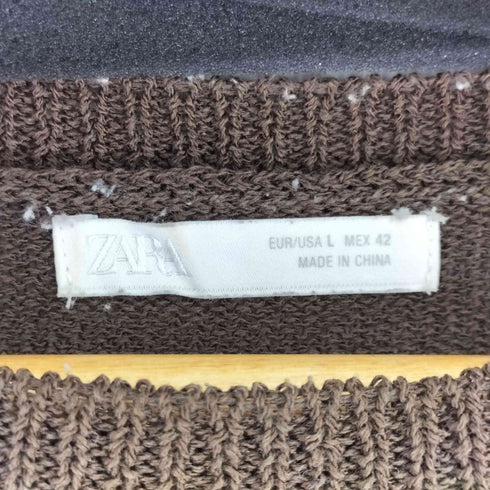 ザラ ZARA エンボス加工 メッシュ トリムニット メンズ import:L