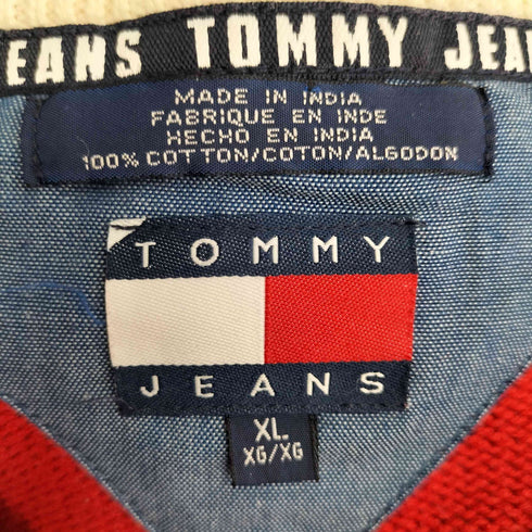 トミージーンズ tommy jeans 90S ハーフジップ コットンニット メンズ import:XL