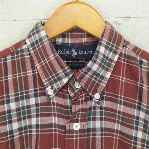 ラルフローレン RALPH LAUREN 90S チェック柄 レギュラーカラー 半袖シャツ メンズ S