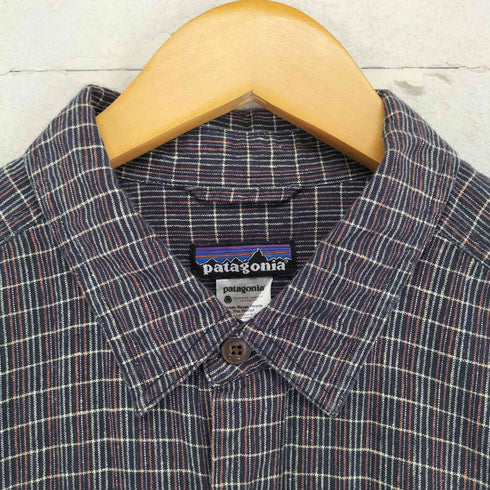 パタゴニア patagonia チェック柄 ヘンプ レギュラーカラー 半袖 シャツ メンズ M