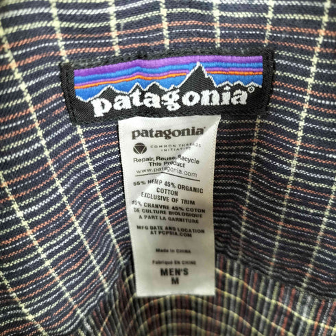 パタゴニア patagonia チェック柄 ヘンプ レギュラーカラー 半袖 シャツ メンズ M
