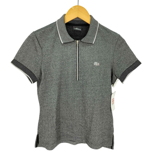 ラコステ LACOSTE TECHNO POLO BY TOM DIXON ハーフジップ ラメ ニットポロシャツ レディース JPN:38