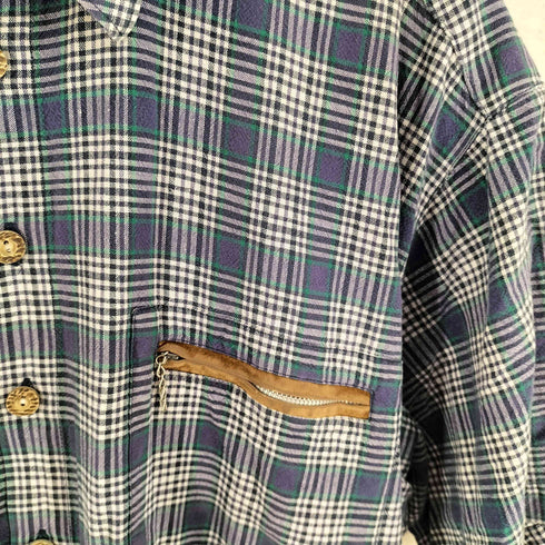 OS Trachten ジッパーポケット コットン チェックシャツ メンズ XL