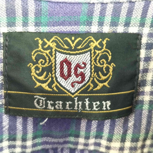 OS Trachten ジッパーポケット コットン チェックシャツ メンズ XL