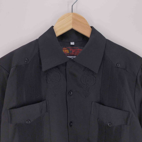 Guayaberas Yucatecas SATIN SEDA ポリエステル ロカビリー オープンカラー L/S キューバ シャツ メンズ import:M