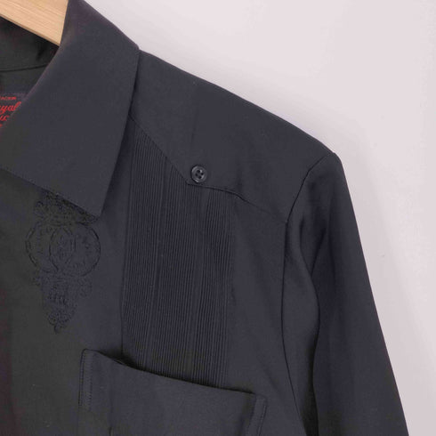 Guayaberas Yucatecas SATIN SEDA ポリエステル ロカビリー オープンカラー L/S キューバ シャツ メンズ import:M
