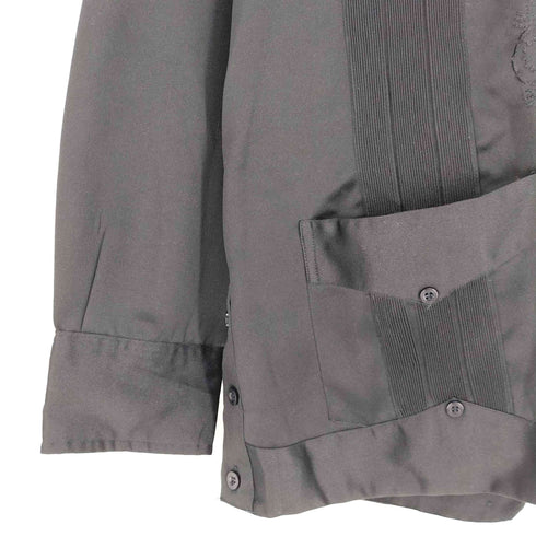 Guayaberas Yucatecas SATIN SEDA ポリエステル ロカビリー オープンカラー L/S キューバ シャツ メンズ import:M
