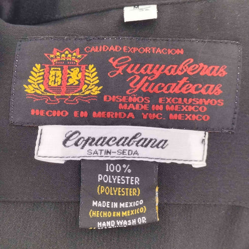 Guayaberas Yucatecas SATIN SEDA ポリエステル ロカビリー オープンカラー L/S キューバ シャツ メンズ import:M