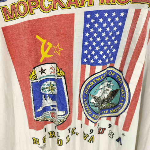 シグナル SIGNAL 80S USA製 ノーフォーク海軍基地 エンブレム プリント S/S クルーネック Tシャツ メンズ import:XL