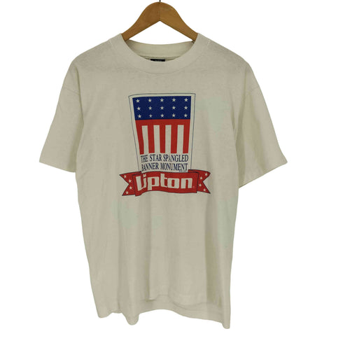 90S SCREEN STARS BEST ボディ USA製 THE STAR SPANGLED BANNER MONUMENT LIPTON プリント S/S Tシャツ シングルステッチ コピーライト1991 メンズ import:L