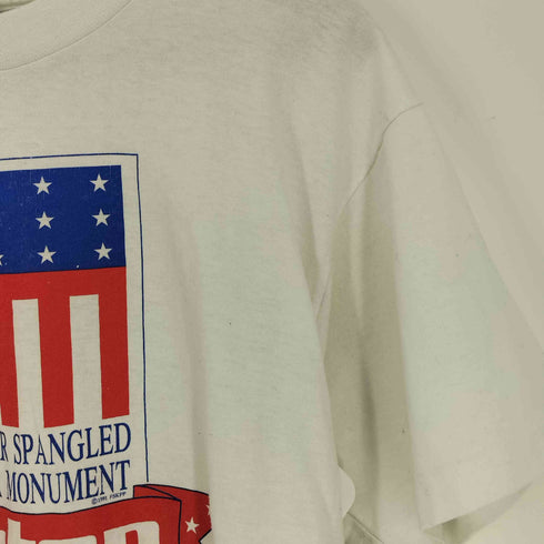 90S SCREEN STARS BEST ボディ USA製 THE STAR SPANGLED BANNER MONUMENT LIPTON プリント S/S Tシャツ シングルステッチ コピーライト1991 メンズ import:L