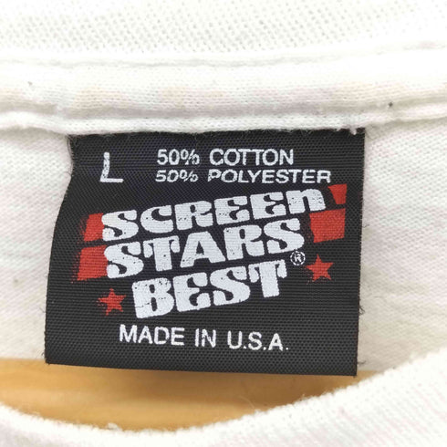 90S SCREEN STARS BEST ボディ USA製 THE STAR SPANGLED BANNER MONUMENT LIPTON プリント S/S Tシャツ シングルステッチ コピーライト1991 メンズ import:L