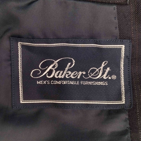 BAKER ST. ウール ストライプ ピークドラペル ダブル テーラードジャケット + 2タック スラックス セットアップ メンズ