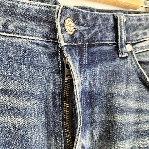 bleu noir スタッズデザイン ダメージ加工 ジップフライ デニムパンツ メンズ UK:34-35