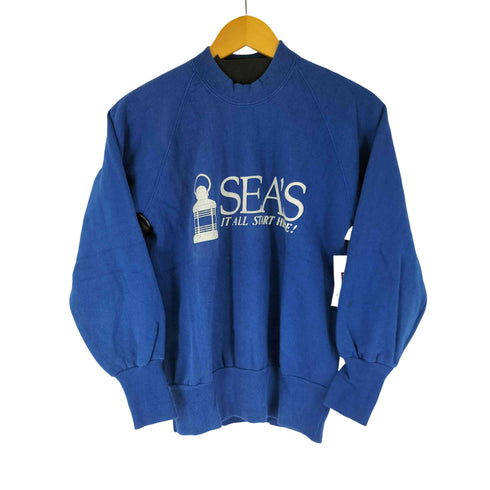 SEA'S 80S 原宿 昭和レトロ プリント クルーネックスウェット メンズ JPN:S