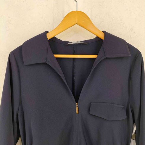 ザラ ZARA サイドギャザー ハーフジップ シャツワンピース レディース import:L
