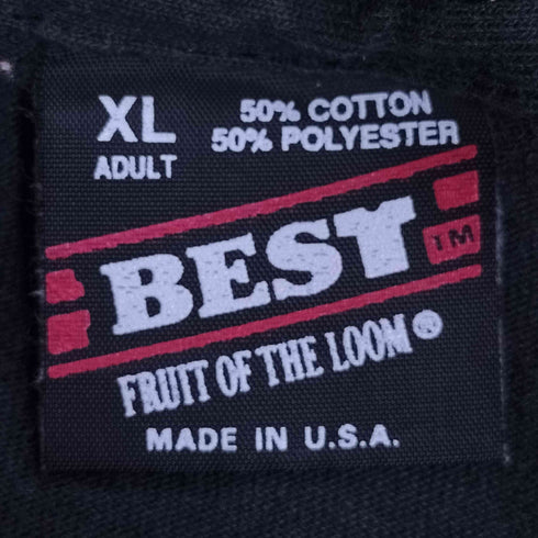 フルーツオブザルーム FRUIT OF THE LOOM 90s USA製 BEST黒タグ シングルステッチ ナンバリング 33 アメリカンフットボールチーム プリント クルーネック Tシャツ メンズ import:XL
