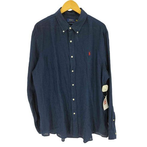 ポロラルフローレン POLO RALPH LAUREN CLASSIC FIT CLBDPPCS-LONG SLEEVE SPORT SHIRT ロングスリーブ スポーツシャツ 麻 100 メンズ import:XL