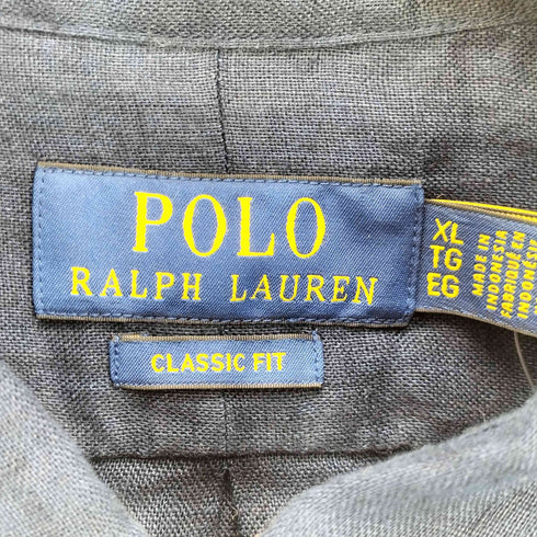ポロラルフローレン POLO RALPH LAUREN CLASSIC FIT CLBDPPCS-LONG SLEEVE SPORT SHIRT ロングスリーブ スポーツシャツ 麻 100 メンズ import:XL