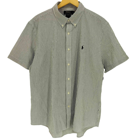 ポロラルフローレン POLO RALPH LAUREN CLASSIC FIT GUARANTEED TO WRINKLE ストライプ S/S シャツ メンズ import:XL
