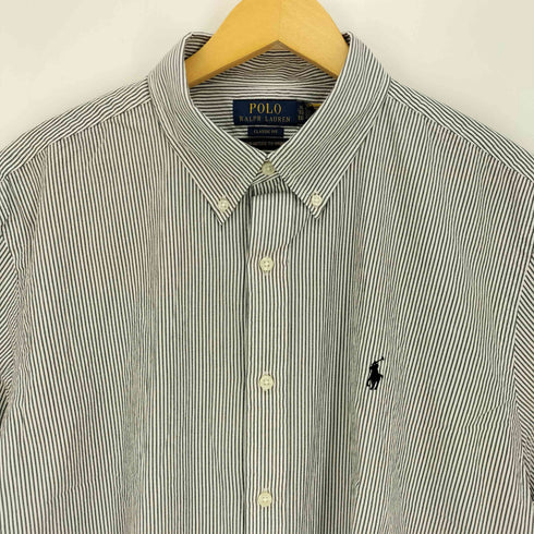 ポロラルフローレン POLO RALPH LAUREN CLASSIC FIT GUARANTEED TO WRINKLE ストライプ S/S シャツ メンズ import:XL