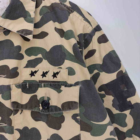 アベイシングエイプ A BATHING APE 90~00s ソルジャータグ A.S.N.K.A 1ST CAMO BAPE STA 刺繍 フラップポケット S/S ミリタリーシャツ メンズ JPN:L