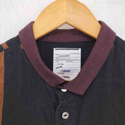 シャリーフ SHAREEF BIAS JQ CHECK LONG SHIRTS ノーカラーシャツ メンズ JPN:3
