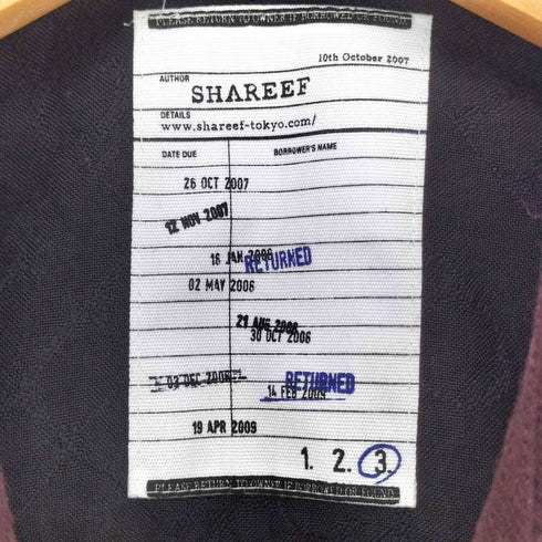 シャリーフ SHAREEF BIAS JQ CHECK LONG SHIRTS ノーカラーシャツ メンズ JPN:3